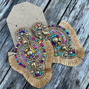 Colorful Beaded Fringe Earrings